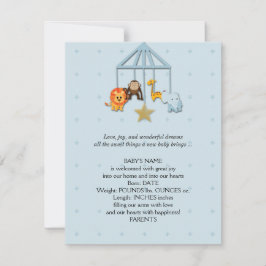 Blue Baby Animal Mobile Baby kondiging Aankondiging