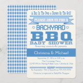 Blue Baby BBQ Baby shower Invitation Kaart (Voorkant / Achterkant)
