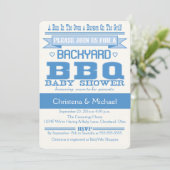 Blue Baby BBQ Baby shower Invitation Kaart (Staand voorkant)
