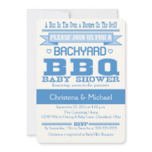 Blue Baby BBQ Baby shower Invitation