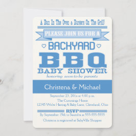 Blue Baby BBQ Baby shower Invitation Kaart