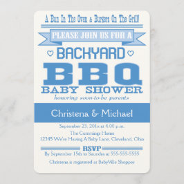 Blue Baby BBQ Baby shower Invitation Kaart