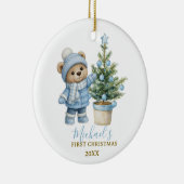 Blue Baby Bear First Christmas Keepsake Keramisch Ornament (Rechts)