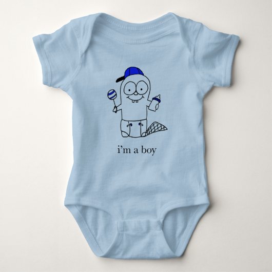 Blue Baby Beaver voor een jongen Romper (Voorkant)
