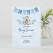 Blue Baby Beer & Balloons Baby shower Kaart (Staand voorkant)