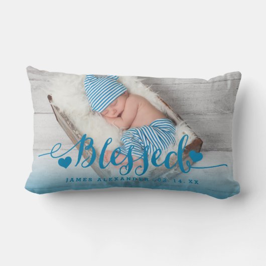 Blue Baby Birth Photo Keepomwille Pillow Kussen (Achterkant)
