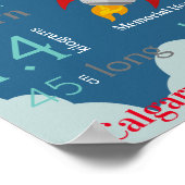 Blue Baby Birth Stats Sign. met Red Space Rocket Poster (Hoek)