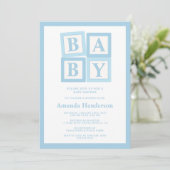 Blue Baby Blocks Boy Baby shower Kaart (Staand voorkant)
