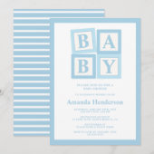 Blue Baby Blocks Boy Baby shower Kaart (Voorkant / Achterkant)