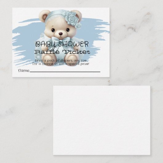 Blue Baby Blue Shower Raffle Ticket Informatiekaartje (Voorkant / Achterkant)