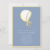 Blue Baby Bonnet Baby shower Invitation Save The Date (Voorkant)