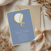 Blue Baby Bonnet Baby shower Invitation