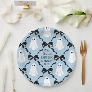 Blue Baby Boo bijna te wijten aan geesten en zwart Papieren Bordje