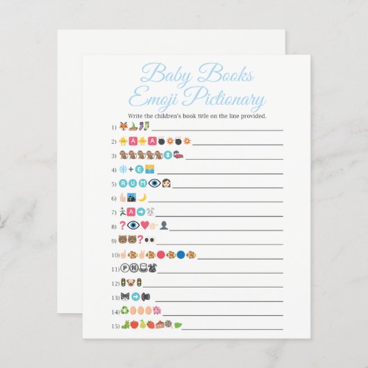 Blue Baby Books Emoji Pictionary Game (Voorkant / Achterkant)