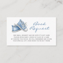 Blue Baby Booties Baby shower Book Request Informatiekaartje