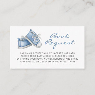 Blue Baby Booties Baby shower Book Request Informatiekaartje