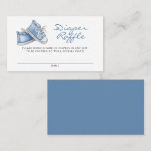 Blue Baby Booties Baby shower Diaper Raffle Informatiekaartje