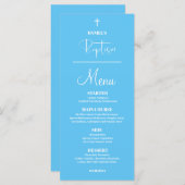 Blue Baby Boy 4x9 Baptism-menukaart Menu (Voorkant / Achterkant)
