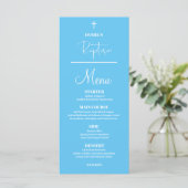 Blue Baby Boy 4x9 Baptism-menukaart Menu (Staand voorkant)