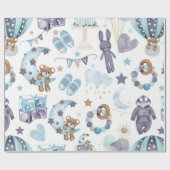 Blue Baby Boy Baby shower Baby Gift Wrap Cadeaupapier (Vlak)