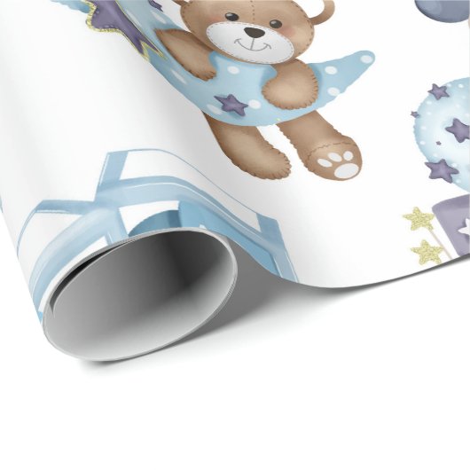 Blue Baby Boy Baby shower Baby Gift Wrap Cadeaupapier (Rol Hoek)