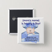 Blue Baby Boy Baby shower Name pins Vierkante Button 5,1 Cm (Voorkant /achterkant)