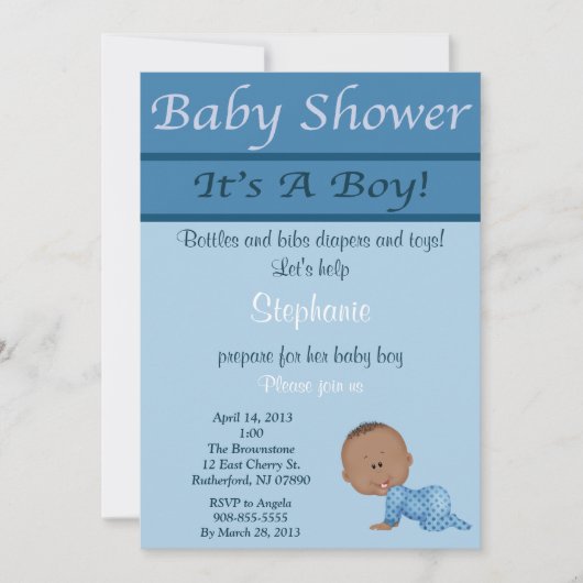 Blue Baby Boy Baby shower Uitnodiging (Voorkant)