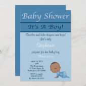 Blue Baby Boy Baby shower Uitnodiging (Voorkant / Achterkant)