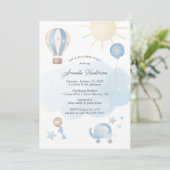 Blue Baby Boy Baby shower Uitnodiging (Staand voorkant)
