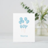 Blue Baby Boy Balloon Celebration Briefkaart (Staand voorkant)