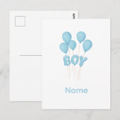 Blue Baby Boy Balloon Celebration Briefkaart (Voorkant / Achterkant)
