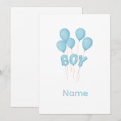 Blue Baby Boy Balloon Celebration Kaart (Voorkant / Achterkant)