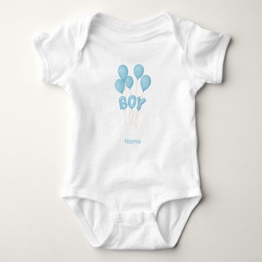 Blue Baby Boy Balloon Celebration Romper (Voorkant)