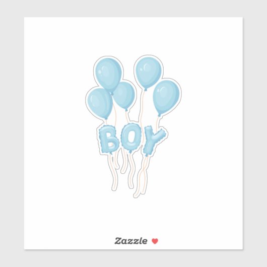 Blue Baby Boy Balloon Celebration Sticker (Vel)