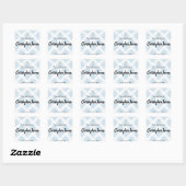 Blue Baby Boy Baptism Christening Bedankt Vierkante Sticker (Vel)