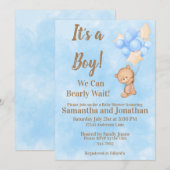 Blue Baby Boy Barly Wacht Teddy Bear Baby shower Kaart (Voorkant / Achterkant)