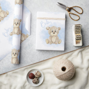 Blue Baby Boy Beer Baby shower Cadeaupapier