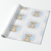 Blue Baby Boy Beer Baby shower Cadeaupapier (Uitgerold)