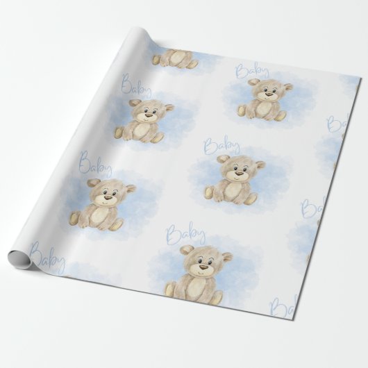 Blue Baby Boy Beer Baby shower Cadeaupapier (Uitgerold)