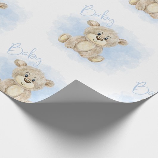 Blue Baby Boy Beer Baby shower Cadeaupapier (Hoek)