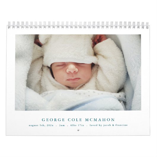 Blue Baby Boy Birth Announcement Calendar 2026 Kalender (Hoes)