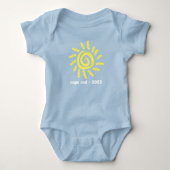 Blue Baby Boy Bodysuit Yellow Sun Fun Logo (Voorkant)