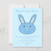 Blue Baby Boy Bunny Face Spring Easter Baby Shower Magnetische Uitnodiging (Voorkant)