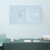 Blue Baby Boy Calligraphy Baptism Welcome Sign Spandoek (Beurs)