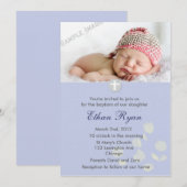 Blue Baby Boy Christening Uitnodiging (Voorkant / Achterkant)