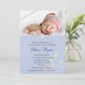 Blue Baby Boy Christening Uitnodiging (Staand voorkant)