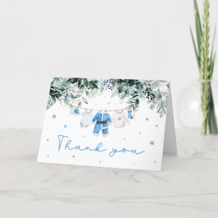 Blue Baby Boy Christmas Santa Baby Baby shower Bedankkaart