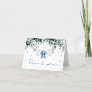 Blue Baby Boy Christmas Santa Baby Baby shower Bedankkaart