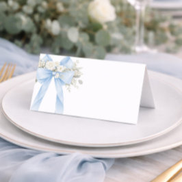 Blue Baby Boy Coquette Bow Eucalyptus Plaatskaartje