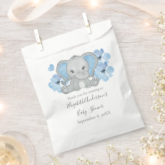 Blue Baby Boy Elephant Baby shower Flowers ballon Bedankzakje (Geknipt)